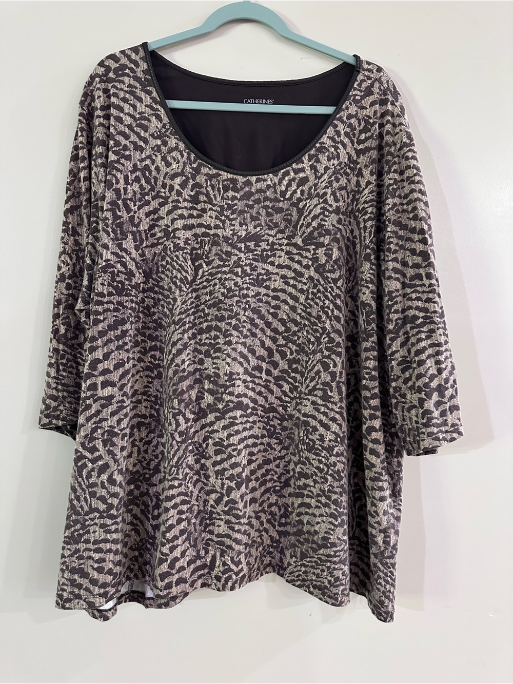 Catherines Brown and Tan  Animal Print Scoop Neck Tunic